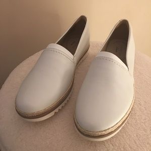 CLARKS Leather Slip-On Shoes (White)